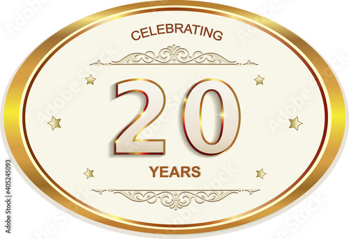 20 years anniversary celebration, birthday card, logo template design. Vector  illustration
