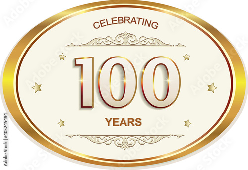 100 years anniversary celebration, birthday card, logo template design. Vector  illustration