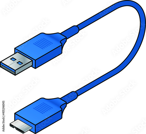A USB (universal serial bus) cable. USB 3.1 type A to micro AB.