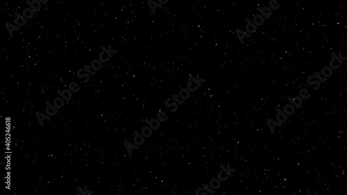 Real animation of snow falling in real time in front of black isolated background