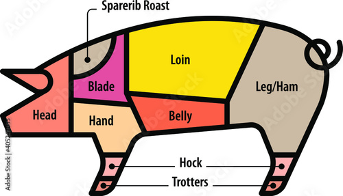 Diagram: cuts of pork. UK/Australia.