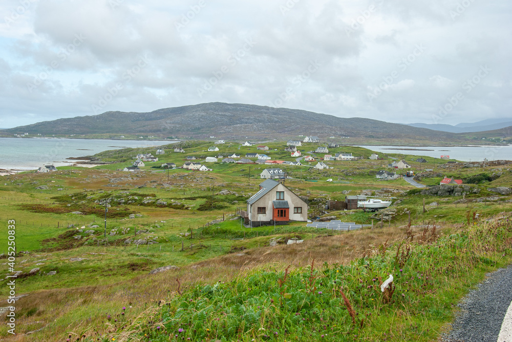 The village view on the Island of Eriskay, Outer Hebrides, Scotland, UK