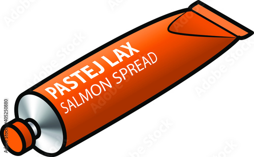 A tube of Swedish salmon spread (pastej lax.)