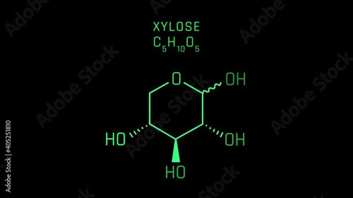 Xylose Molecular Structure Symbol Neon Animation on black background photo