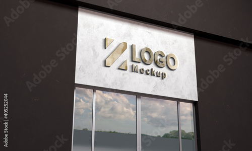 Logo Mockup 3D Sign façade Building 3d Rendered