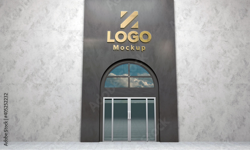 Logo Mockup 3D Sign façade Building 3d Rendered