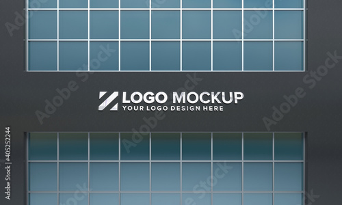 Logo Mockup 3D Sign façade Building 3d Rendered