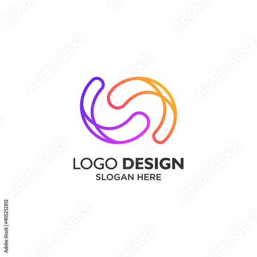 Abstract line art for technology and bussines logo design
