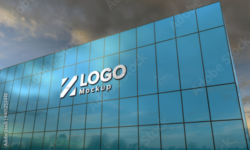 Logo Mockup 3D Sign façade Building 3d Rendered