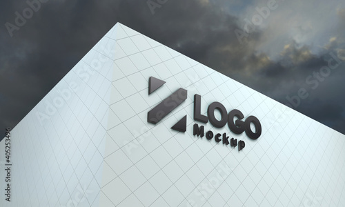 Logo Mockup 3D Sign façade Building 3d Rendered
