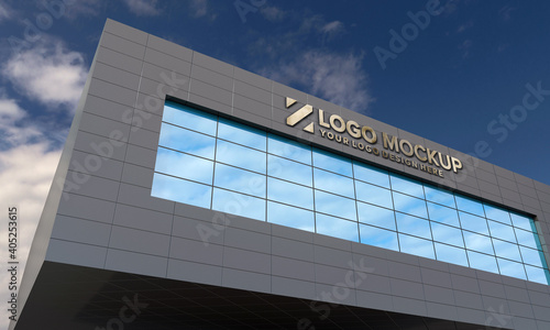 Logo Mockup 3D Sign façade Building 3d Rendered