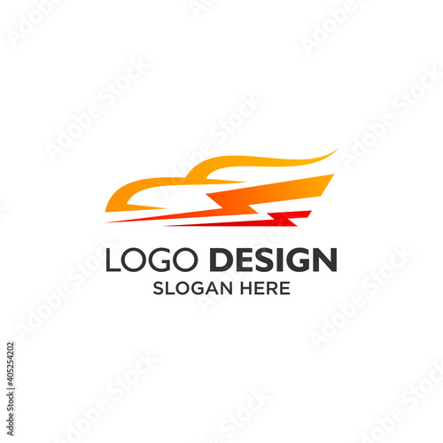Car and thunder for service and automotive logo design 