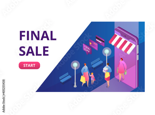 Final sale concept online shopping sell out, start clearance, people buy carr...