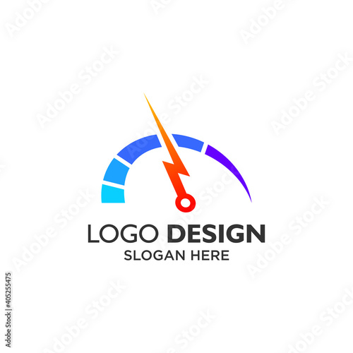 Speedometer and thunder for automotive logo design
