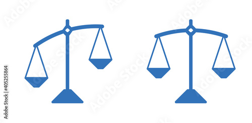 Scale can be turned right and left. scale icon vector sign isolated on white background. scale symbol template color editable. Scales of justice reports. Law balance symbol. Flat design scales.