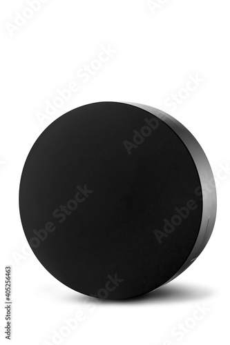 Black plastic powder Case for face cosmetic makeup powder isolate on white background