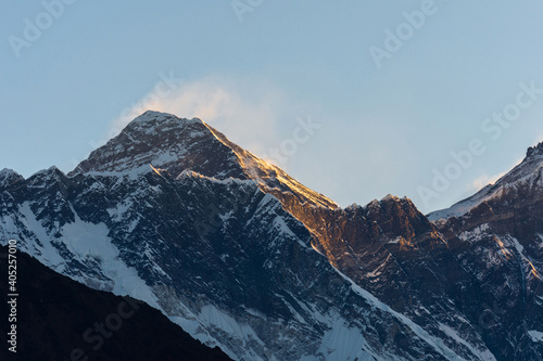 Sunrise over mount Everest, from Namche Bazaar, Sagarmatha, Nepal