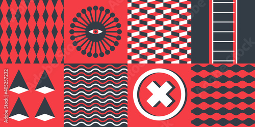 Abstract geometric vector pattern in Neo-Geo style. Layered file.