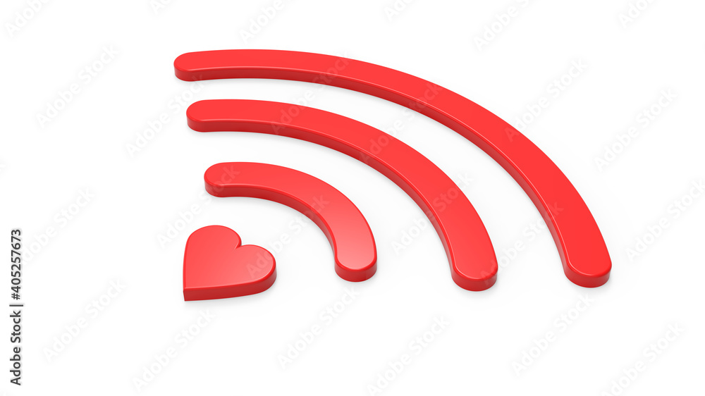 Heart wifi icon, 3d render illustration drawing. Stock image. Heart wifi icon, 3d render illustration drawing. Stock image.