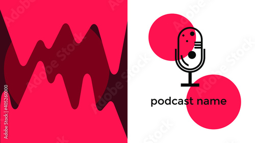 ABSTRACT TEMPLATE PODCAST MICROPHONE FLAT COLOR LIQUID DESIGN BACKGROUND VECTOR. GOOD FOR COVER DESIGN, BANNER, WEB,SOCIAL MEDIA