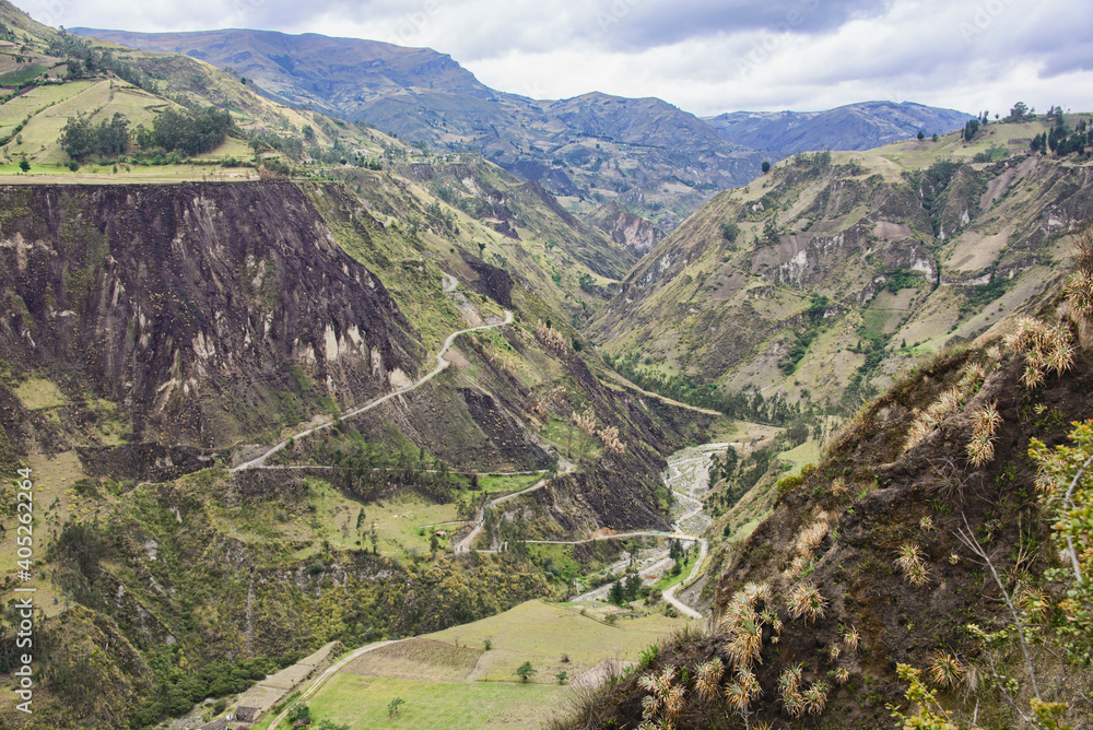 Beautiful cultivated valley in the Rio Toachi Canyon along the Quilotoa Loop Trek, Quilotoa, Ecuador