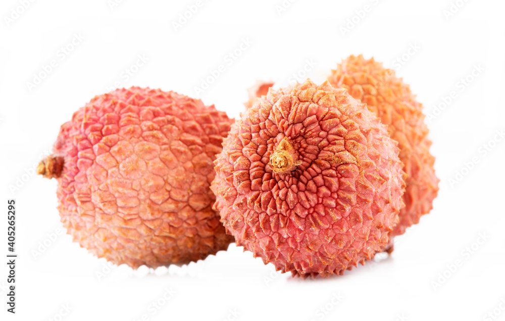 fresh lychees on a white background fresh lychees on a white background