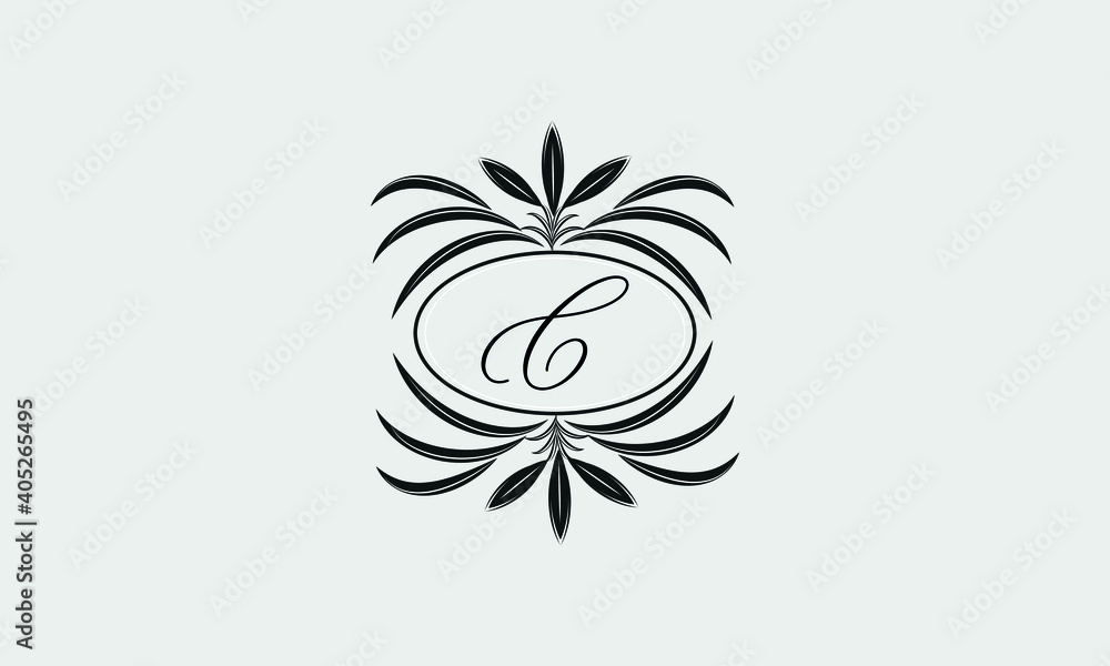 Vector logo design in trendy linear style. Floral monogram with the letter C in the center or space for the text of the letter - an emblem for fashion, beauty and jewelry industry, business Vector logo design in trendy linear style. Floral monogram with the letter C in the center or space for the text of the letter - an emblem for fashion, beauty and jewelry industry, business