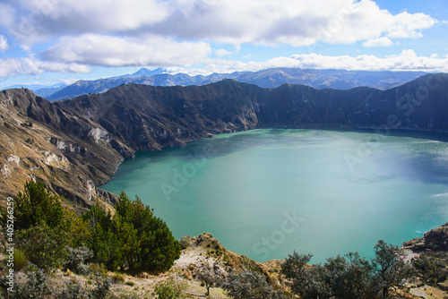 Beautiful view from the crater rim of the magnificent Laguna Quilotoa, Ecuador © raquelm.