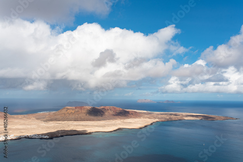 Full view of the island of La Graciosa seen from El mirador del Río