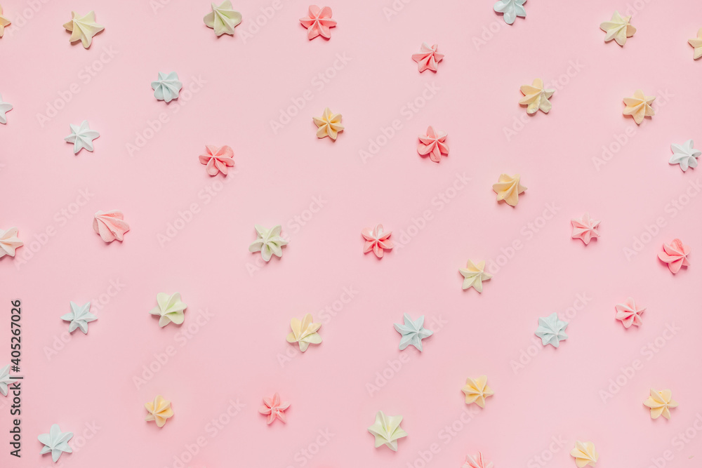 Sweets and candy on pink background, love and valentine concept