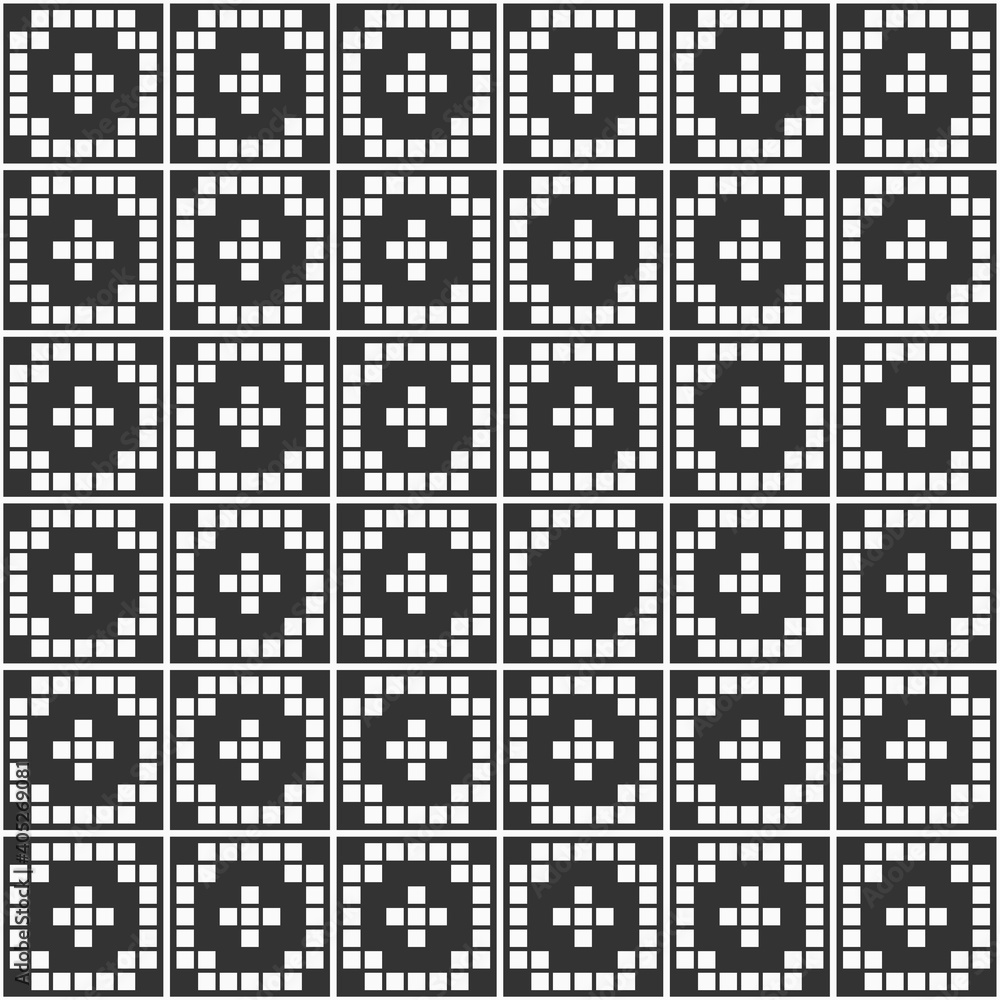 Seamless pattern. Modern stylish texture. Repeating geometric tiles with tiny squares. Digital paper for textile print. Vector monochrome background. Seamless pattern. Modern stylish texture. Repeating geometric tiles with tiny squares. Digital paper for textile print. Vector monochrome background.