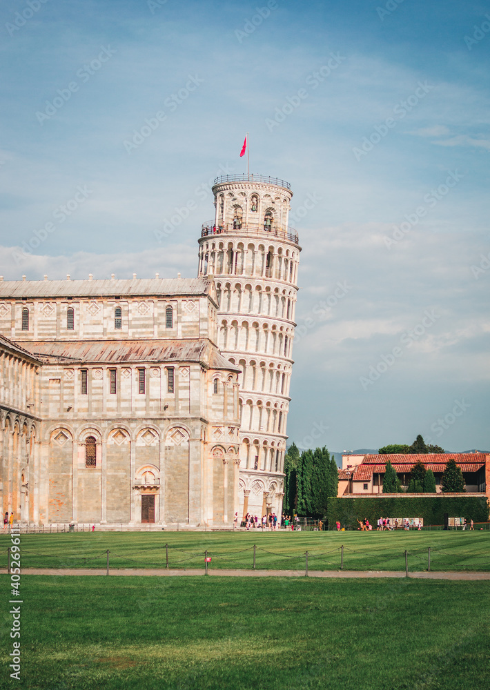 leaning tower pisa day grass warm colors italy tuscany