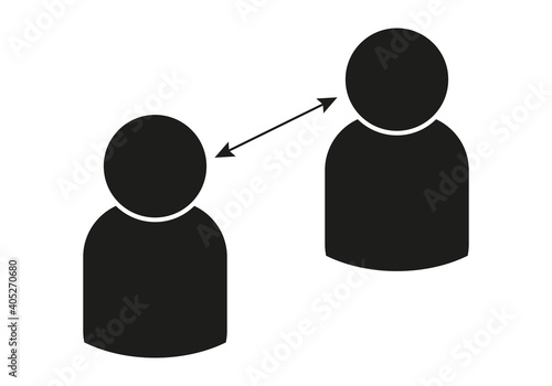 Icono negro de distancia social de seguridad.