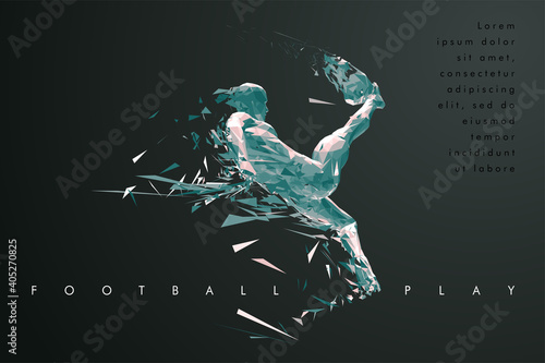 Football concept. Low-poly football player which consists of dynamic lines and polygons.