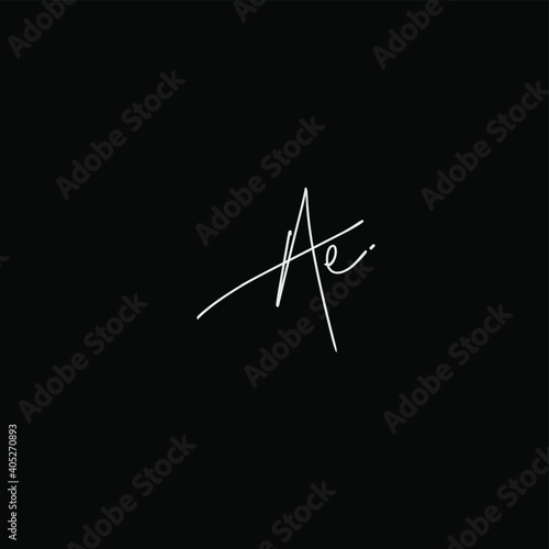 Ae handwritten logo for identity black background © Young