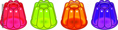 Fotografie A set of four colourful jellies.