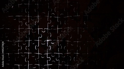 puzzle piece outline silhouette light movement puzzling situation moving piece glow abstract multiple pieces 