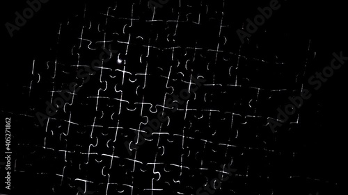puzzle pieces outline silhouette light movement puzzling situation moving piece glow abstract