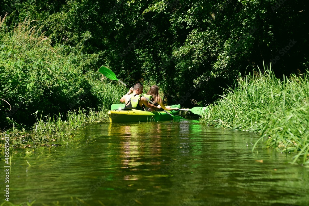 River kayaking in the Barycz Valley, Poland
