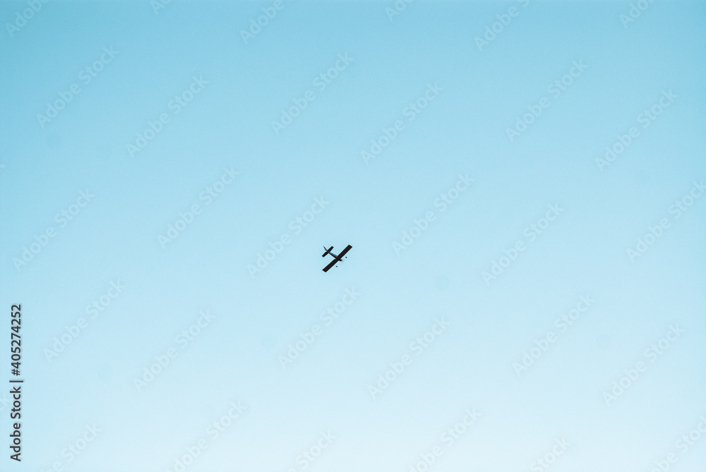 Vintage airplane flying in the sky