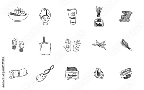everything for spa black and white drawings vector