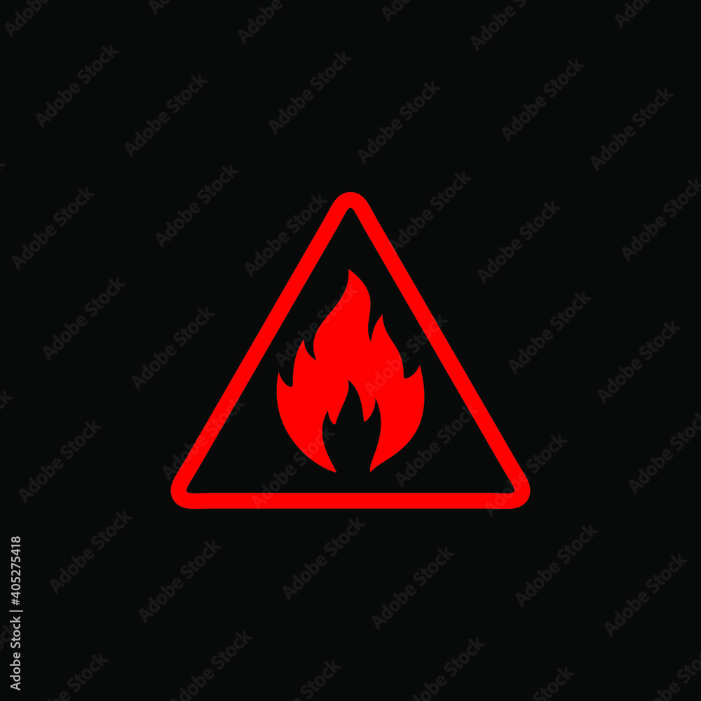 fire icon flame red on black background fire icon flame red on black background