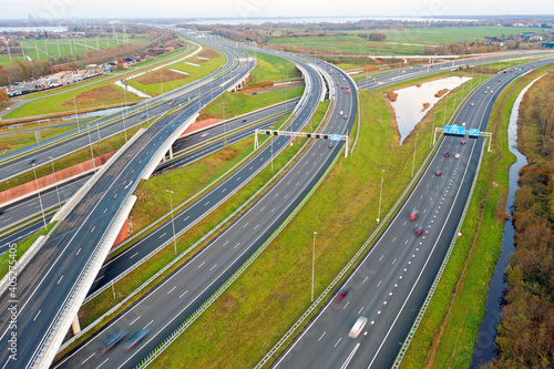 Aerial from the highway A1 in the Netherlands