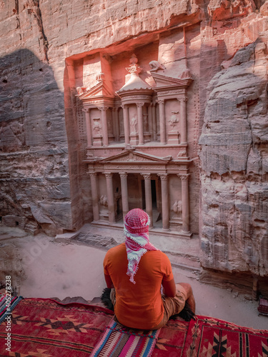 person in sari looking The Treasure in Petra