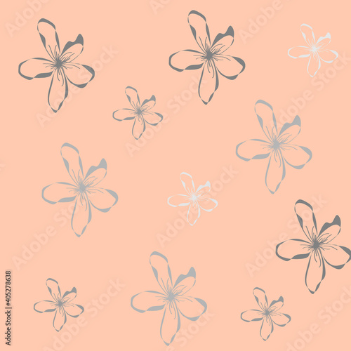 Seamless pattern with hand drawn abstract blooming flowers in doodle style,simple floral illustration,tender print for wallpaper and wrapping paper,cover and interior design on light background © Maryna