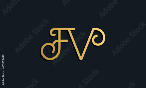 Luxury fashion initial letter FV logo.