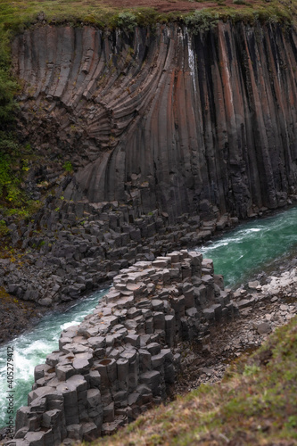 Strange rock formation on a Canyon in Iceland