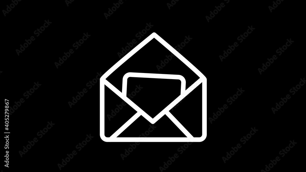 Email icon with shadow at black background. Email icon with shadow at black background.
