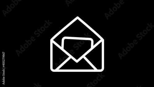 Email icon with shadow at black background.