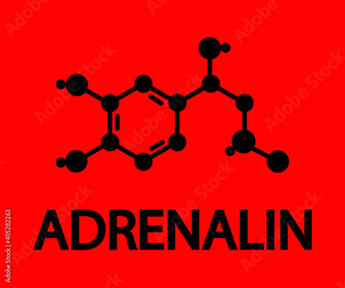 Chemical formula of adrenaline. Symbol. Vector illustration.